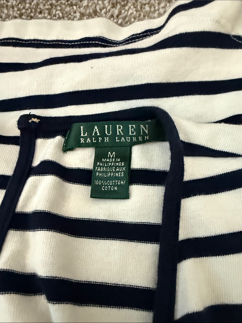 Ralph Lauren White and Navy Striped Peplum Short-Sleeve Tee - Picture 5 of 6